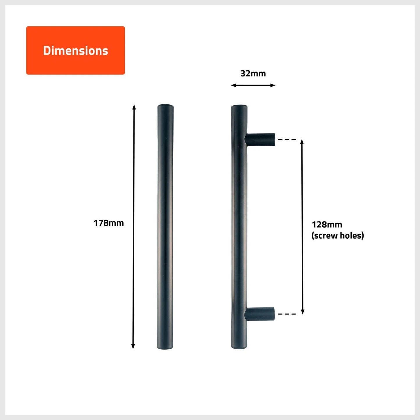 Taskmaster Black Matte 128mm T Handle 4 Pack - Modern Cabinet Upgrade