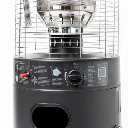Mimosa Black Matte Outdoor Gas Heater, 37.7Mj, Heats 15m², Safety Features