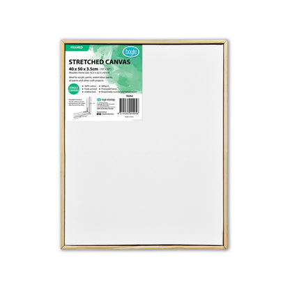 Boyle Wood Framed Canvas 40x50cm - Deep Edge, 100% Cotton, Multi-Media Compatible