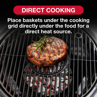 Char-Griller Charcoal Baskets, Two-Zone Cooking, Aluminized Steel, Ventilated, Set of 2