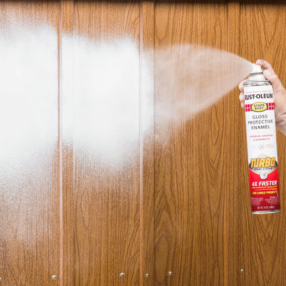Rust-Oleum White Gloss Turbo Spray Paint 680g - Fast-Acting, High Coverage, Weather Resistant