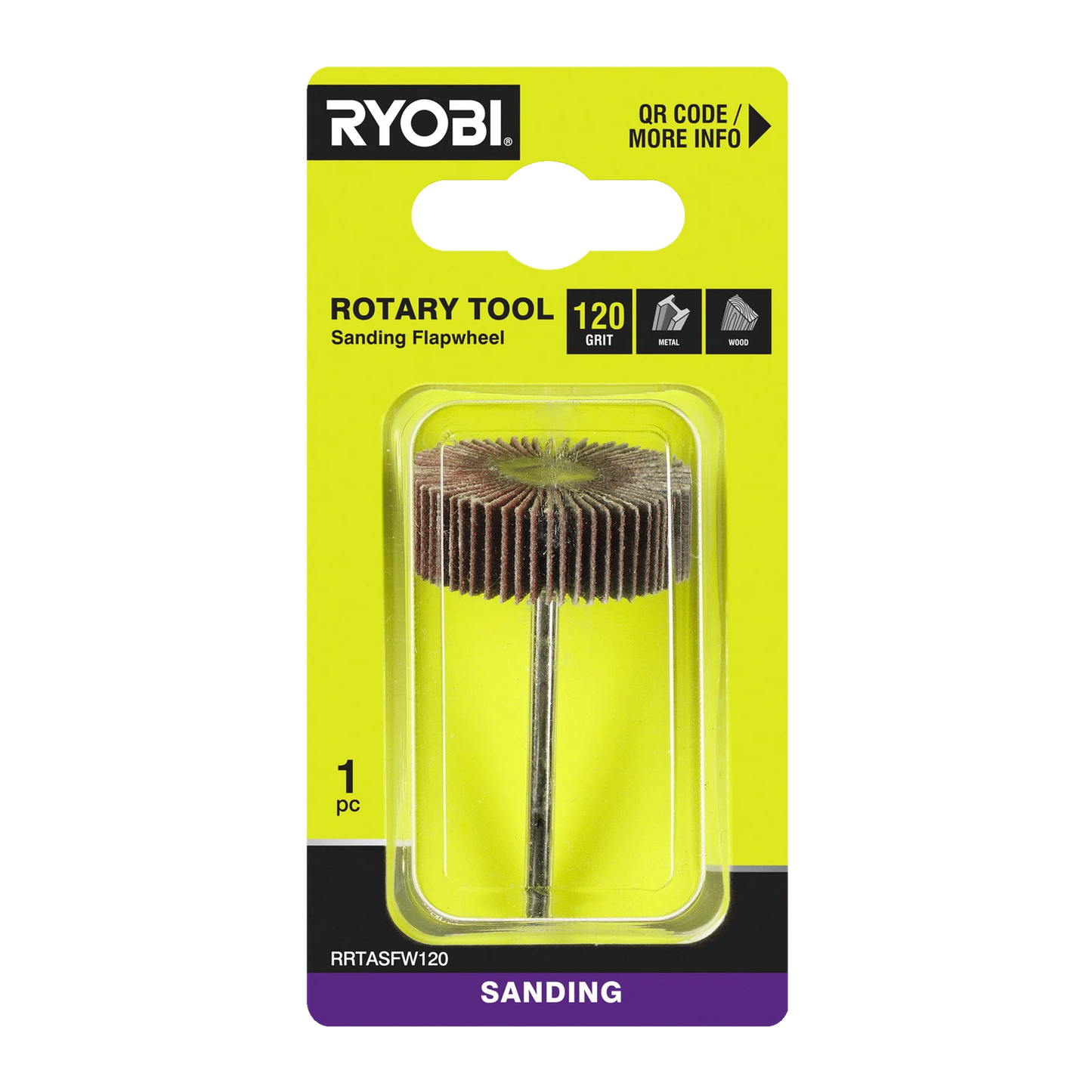 Ryobi 120 Grit Flap Wheel for Rotary Tool - Timber & Metal Surface Smoothing
