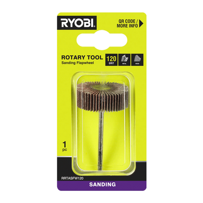 Ryobi 120 Grit Flap Wheel for Rotary Tool - Timber & Metal Surface Smoothing