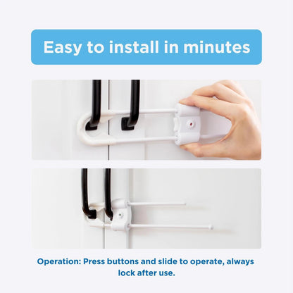 Perma Child Safety Sliding Locks 2 Pack, Adjustable, Dual Movement Unlock, Lock Indicator