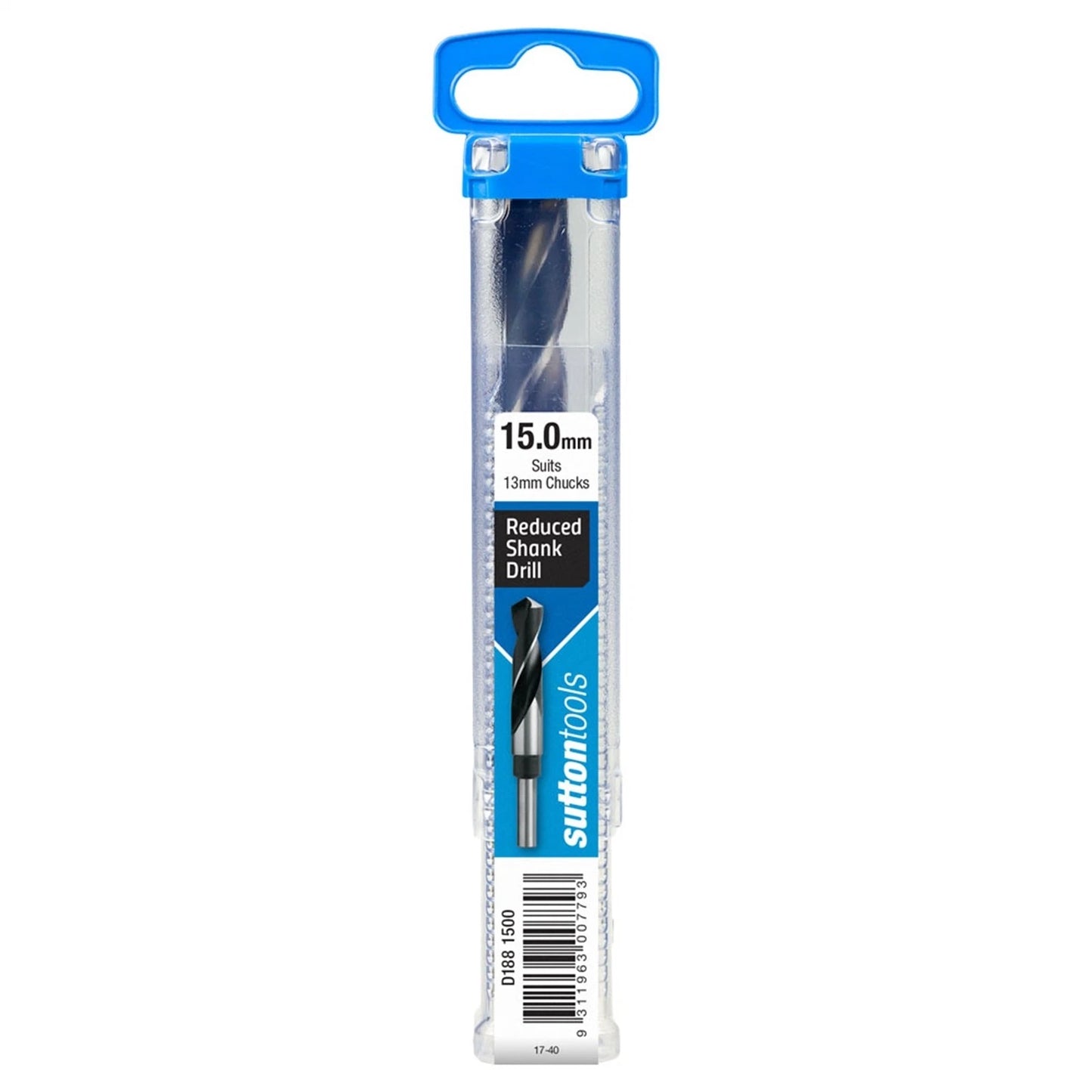 Sutton Tools 15 x 12.5mm Reduced Shank Jobber Drill Bit, M2 HSS, 118° Point, Blue Finish