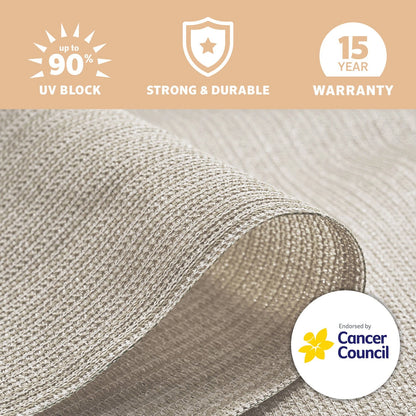 Coolaroo Heavy Duty 1.83x6m Shade Cloth 90% UV Block, Cancer Council Endorsed