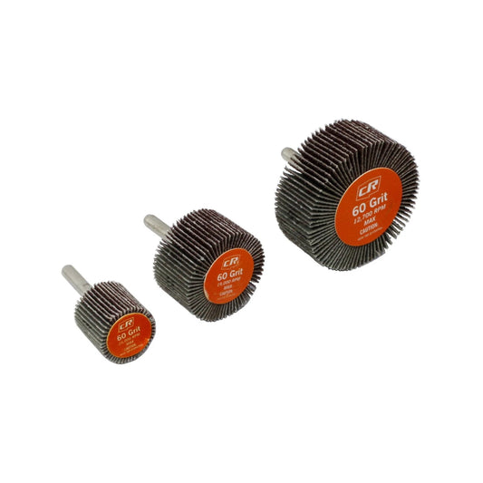 Craftright 3 Piece Sanding Flap Wheel Set, Multi-Surface, 60 Grit, 60/40/25mm Sizes