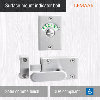 Lemaar DDA Compliant Satin Chrome Toilet Indicator Bolt Lock