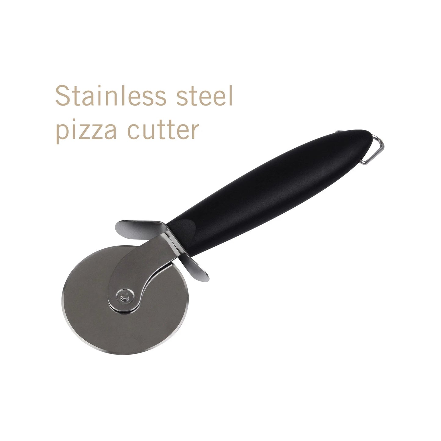 BBQ Pizza Stone Set - 33cm Ceramic Stone, Chrome Stand, Stainless Steel Wheel