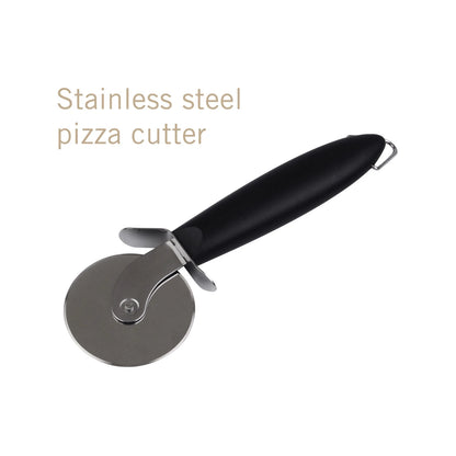 BBQ Pizza Stone Set - 33cm Ceramic Stone, Chrome Stand, Stainless Steel Wheel
