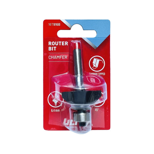 Ultra 6.4mm x 45° Chamfer Router Bit, Tungsten Carbide Tipped, Economically Priced