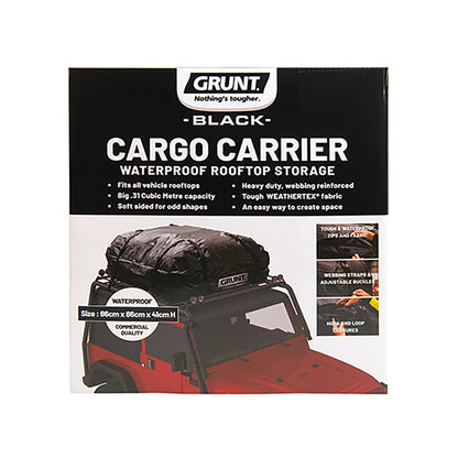 GRUNT Roof Cargo Bag 86cm x 41cm Black, Universal Fit, Waterproof, UV Resistant