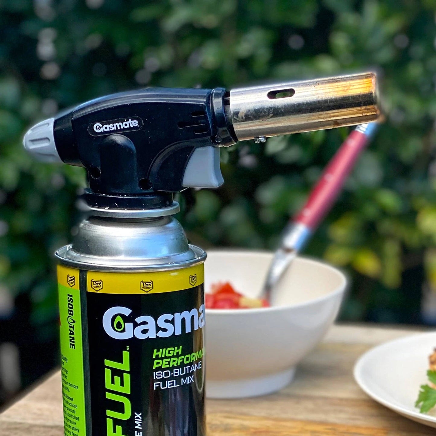 Gasmate Butane Fire Lighter Torch, Chrome/Black, Easy Ignition, Outdoor Cooking Tool