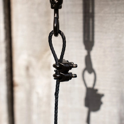 Taskmaster 3mm Black 316 Stainless Steel Wire Rope Grips - 12 Pack, Marine Grade, Swageless