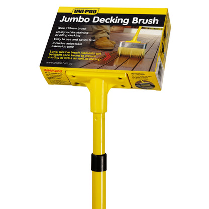 UNi-PRO 175mm Jumbo Deck Brush with Adjustable Pole for Decking & Concrete