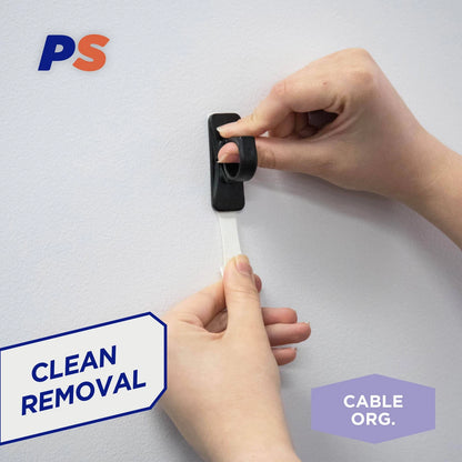 Permastik Large Black Cable Clips 5 Pack - Strong Hold, Self-Adhesive, Easy Removal
