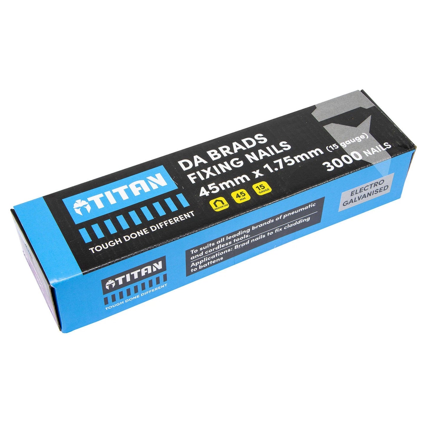 Titan 45x 1.75mm Electro Galvanised 34° Angled Collated Nail DA Brads - Pcs of 3000