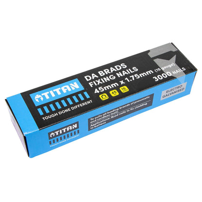 Titan 45x 1.75mm Electro Galvanised 34° Angled Collated Nail DA Brads - Pcs of 3000