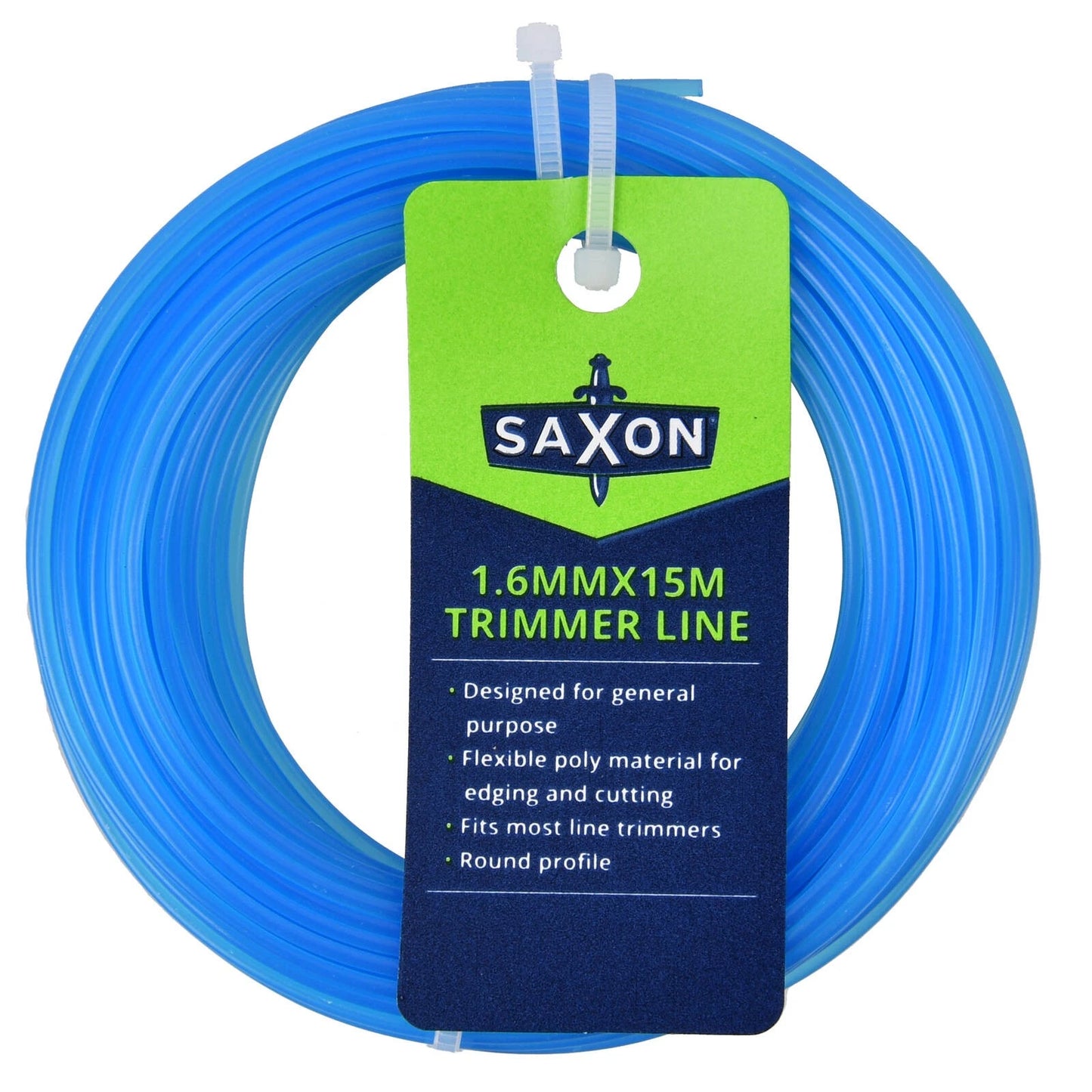 Saxon 1.6mm x 15m Trimmer Line - Flexible Poly, Fits Most Trimmers, Round Profile