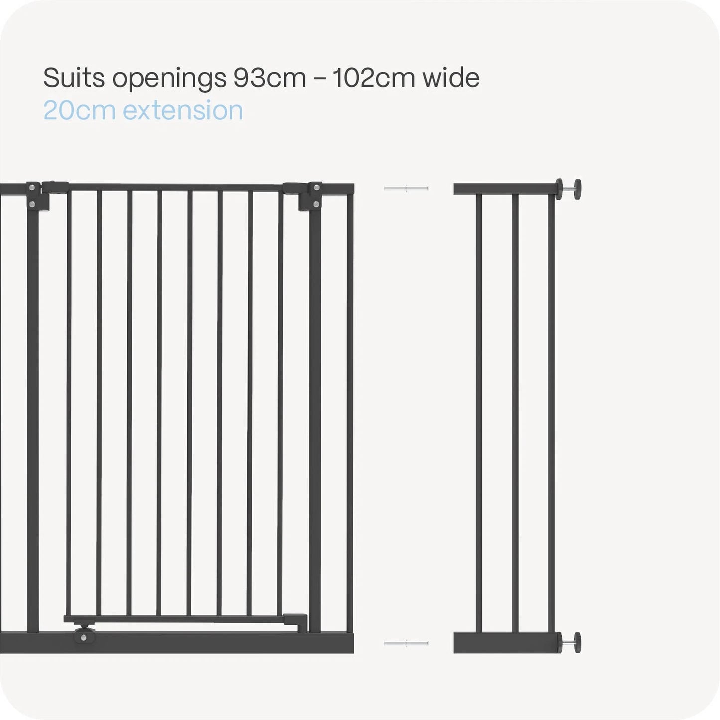 Perma Child Safety 20cm Black Extra Tall Baby Gate Extension, Steel, Pressure Mounted