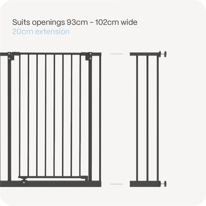 Perma Child Safety 20cm Black Extra Tall Baby Gate Extension, Steel, Pressure Mounted