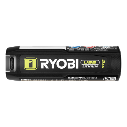 Ryobi USB 2.0Ah Battery Power Bank with LED Gauge & USB-C Cable