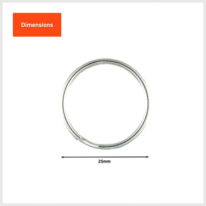 Taskmaster 25mm Steel Key Ring Pack - 100 Durable Split Design Rings