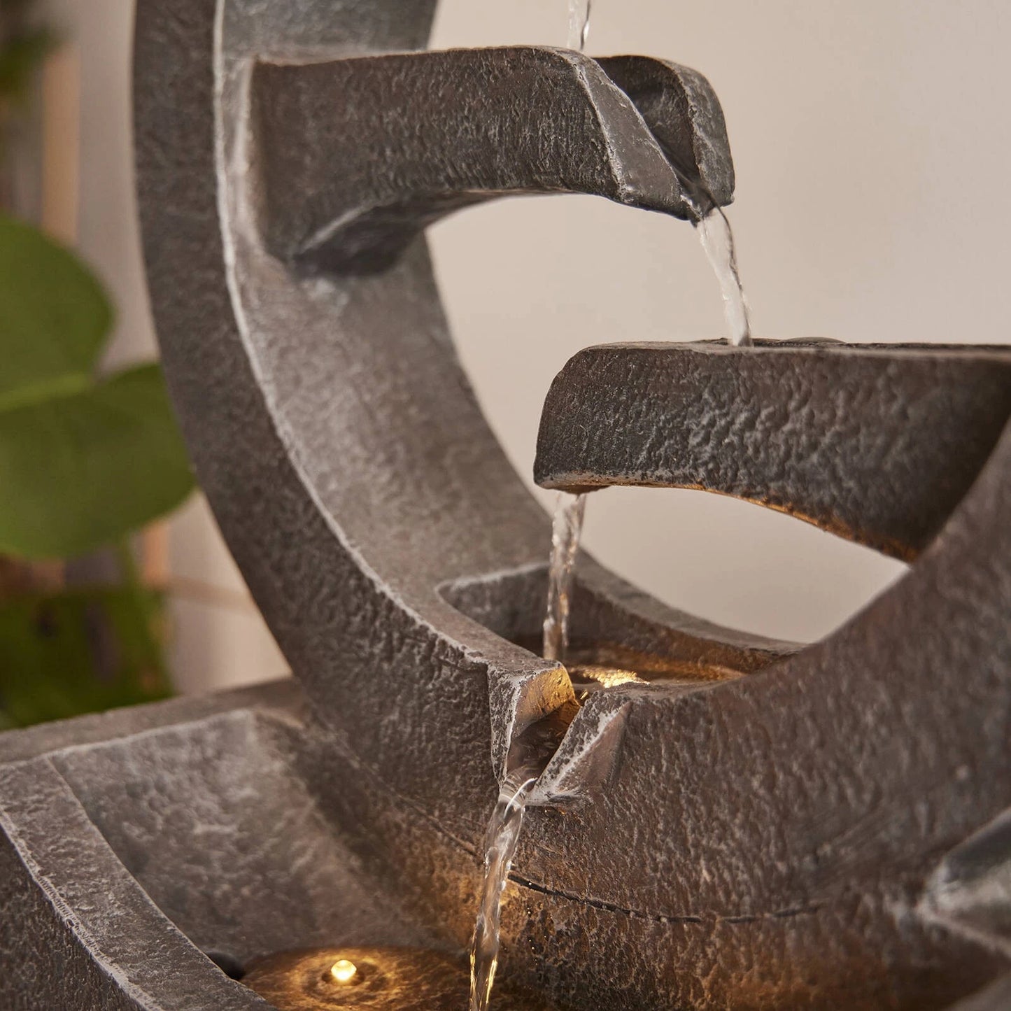 Northcote Pottery Symphonic Circles Water Feature 34x17x48cm with Light & Easy Install