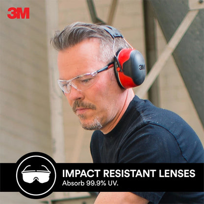 3M Black Clear Safety Glasses, Anti-Scratch, UV Protection, Antifog, High Impact Resistant
