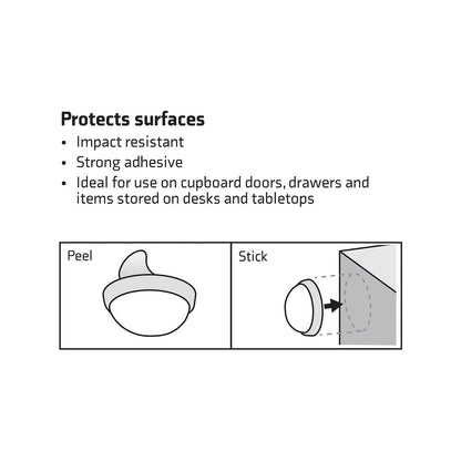 Surface Gard 13mm Clear Rubber Bumper 12 Pack - Scratch Prevention & Noise Reduction