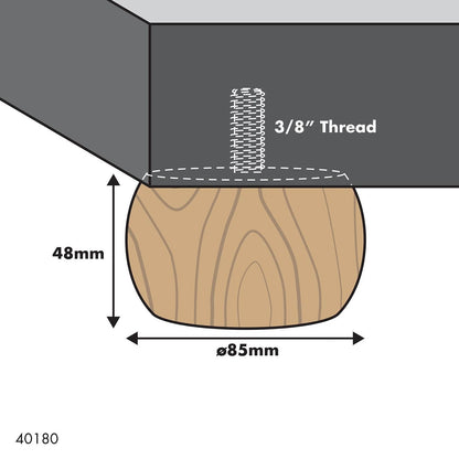 Adoored 48mm Pine Ball Furniture Leg, Universal Fit, Natural Timber Finish
