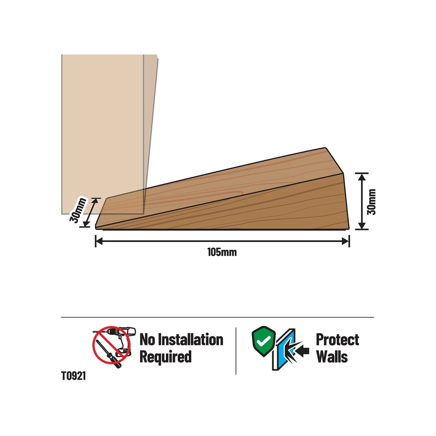 Adoored Small Dark Timber Door Wedge - Durable, Stylish, Wall Protection