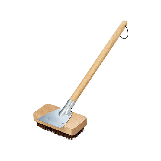 Char-Griller BBQ Pit Brush, 50cm Handle, 18cm Wide Head, Palmyra Bristles, Stainless Steel Scraper