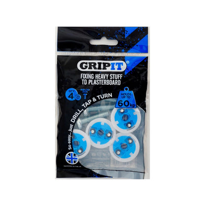 GripIt Blue Plasterboard Fixing 25mm 4 Pack - High Load Capacity, Fast Installation