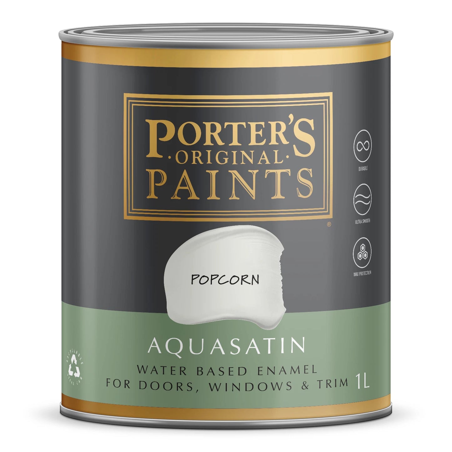 Porter's 1L Popcorn Aquasatin Eggshell Finish Washable Paint for Interior & Exterior