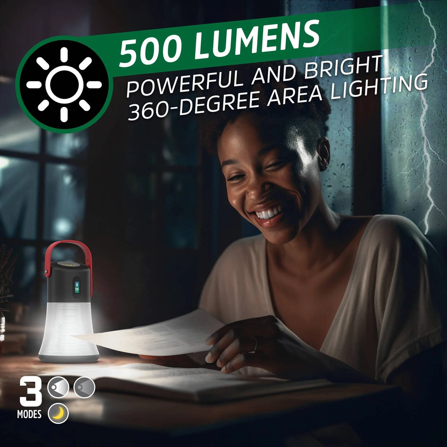 Energizer Battery Genius Small Lantern, Rechargeable, 3 Modes, Water-Resistant, 360° Lighting