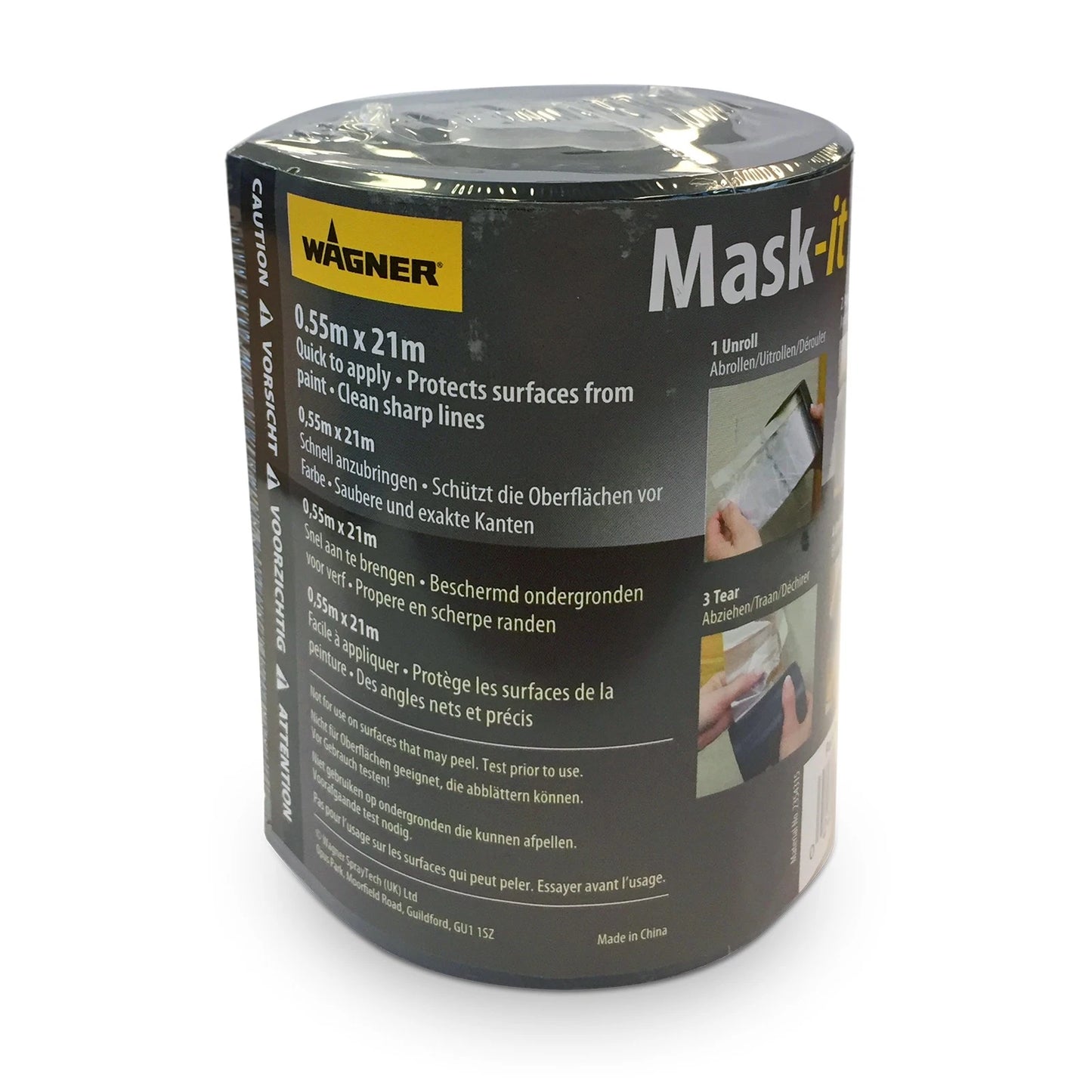 Wagner Mask-It Masking Tape System with Dispenser, 55cm x 21m Plastic Drop Cloth