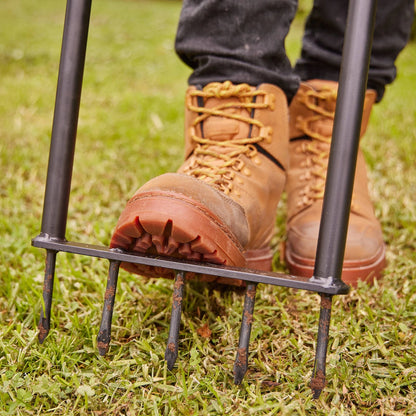 Trojan All Steel Spiked Lawn Aerator, Carbon Steel, 5 Sharp Tines, Ergonomic Design