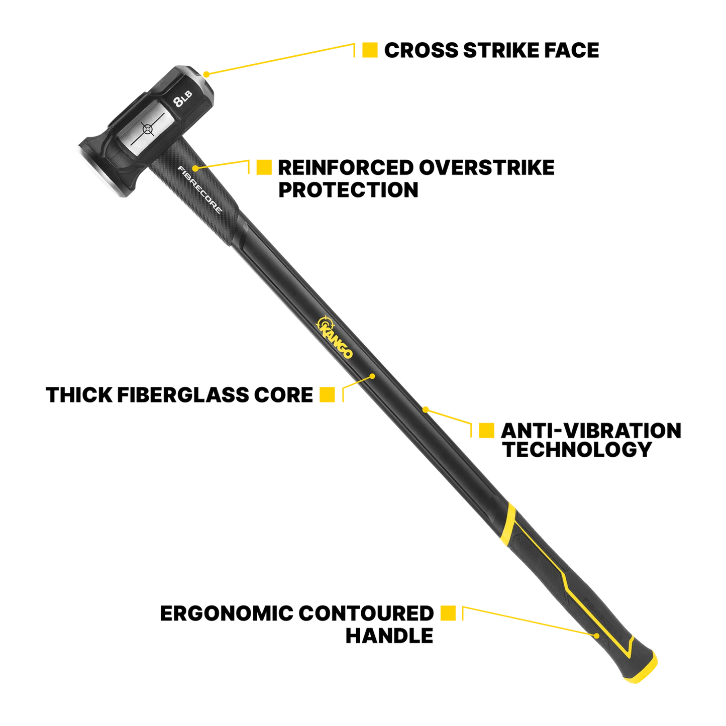 Kango 6lb Cross Strike Sledge Hammer, Fibreglass Handle, Heat-Treated Steel Head