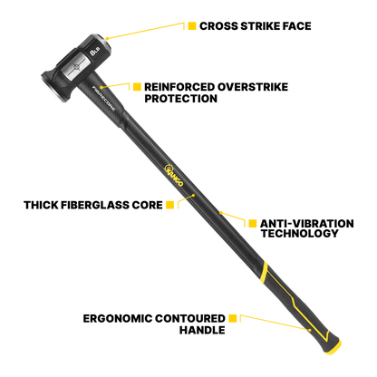 Kango 6lb Cross Strike Sledge Hammer, Fibreglass Handle, Heat-Treated Steel Head