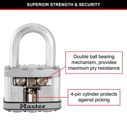 Master Lock 45mm Magnum Padlock 4 Pack, 38mm Long Shackle, Heavy-Duty, Weather Resistant