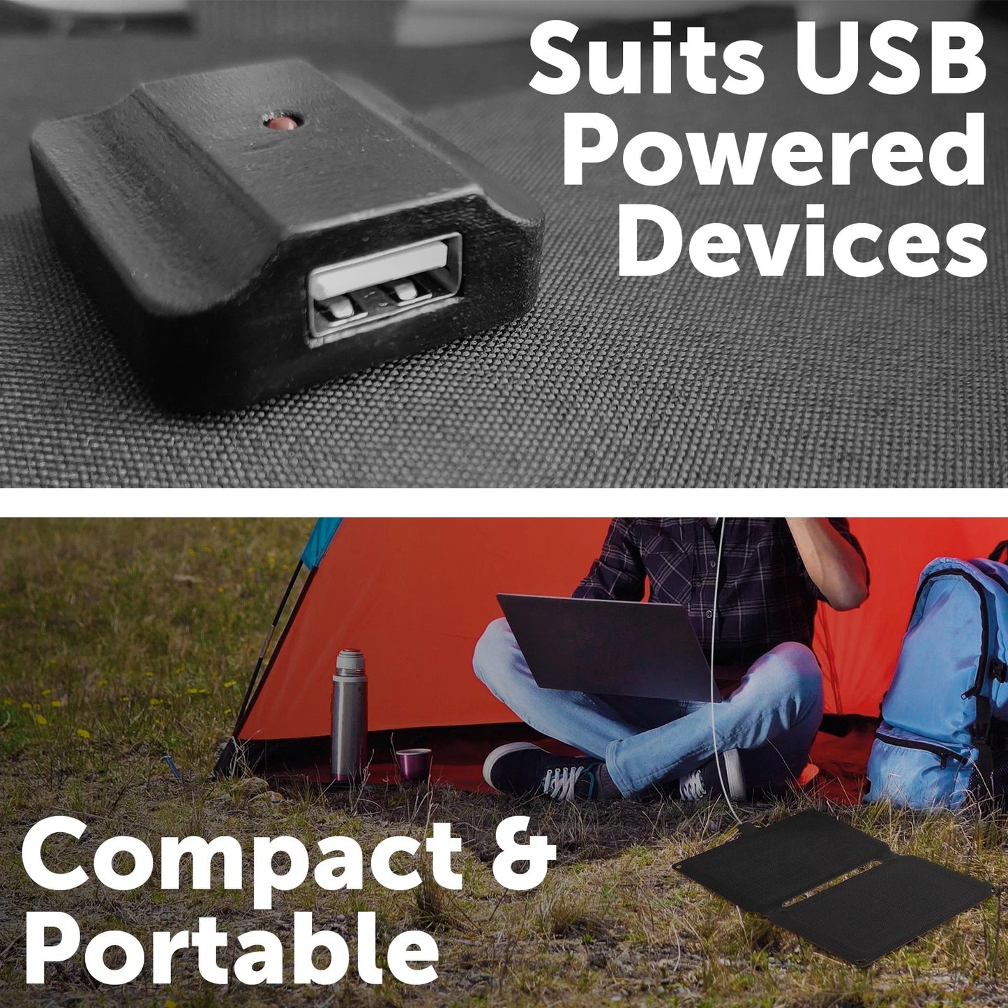 Arlec 10W Solar Charger with USB-A Port, ETFE Panel, Portable Outdoor Charging