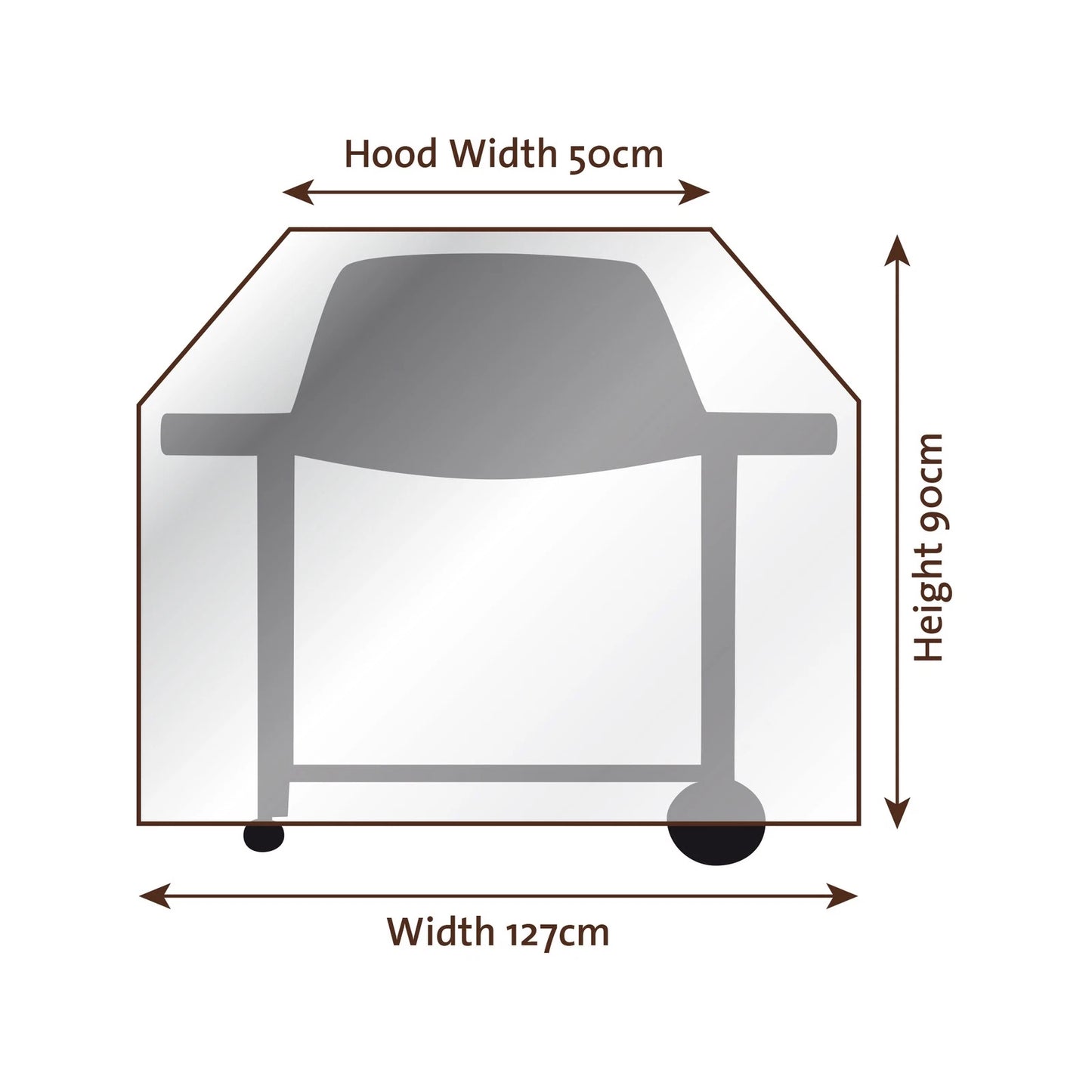 Jumbuck Black 2-3 Burner Hooded BBQ Cover, UV & Water Resistant, Secure Fit, 127x90x65cm
