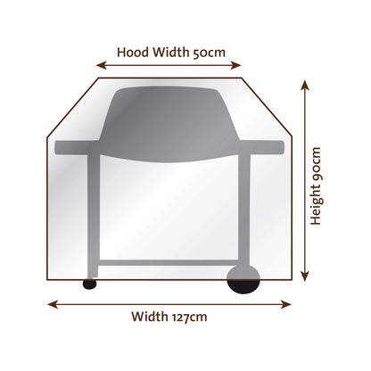 Jumbuck Black 2-3 Burner Hooded BBQ Cover, UV & Water Resistant, Secure Fit, 127x90x65cm
