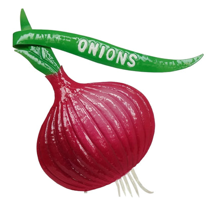 Decorative Onion Vegetable Stake - Steel, Hand-Painted, 500mm Height, Garden Marker