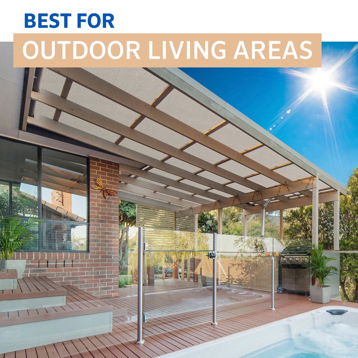 Coolaroo Sun Protection Shade Cloth 3.66x3m, 90% UV Block, 10-Year Warranty, Mould Resistant