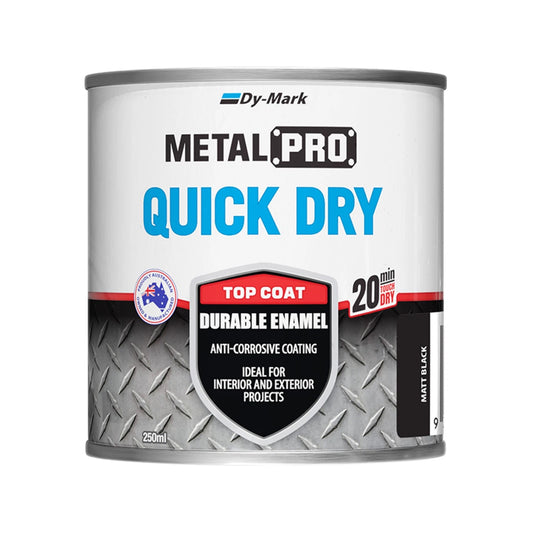 Dy-Mark Black Matt MetalPro 250ml Quick Dry Enamel, Anti-Corrosive, Interior/Exterior Use