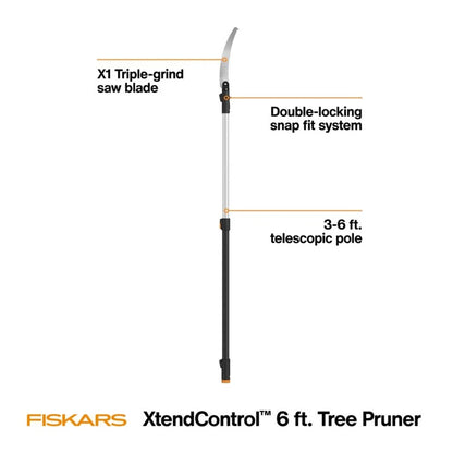Fiskars 6ft Tree Pruner Xtend Control - Adjustable, Lightweight, Ergonomic Design
