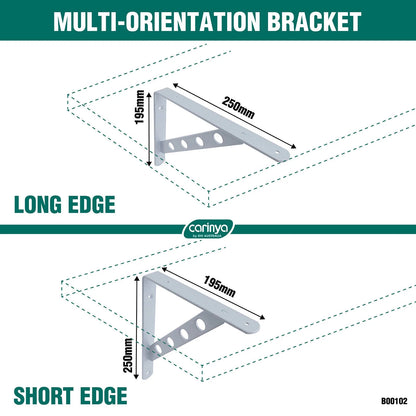 Carinya White Heavy Duty Circle Stayed Bracket, 250x195mm, 200kg Capacity, Powder Coated Steel