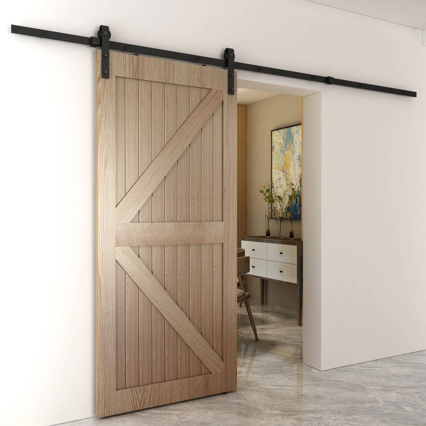 Rolltrak Matte Black Barn Door Track 3000mm - Industrial Style, Easy Install, 100kg Capacity